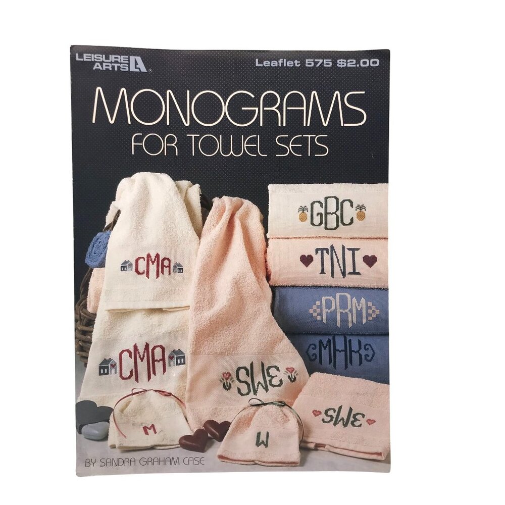 Vintage Cross Stitch Patterns, Monograms for Towel Sets by Sandra Graham Case